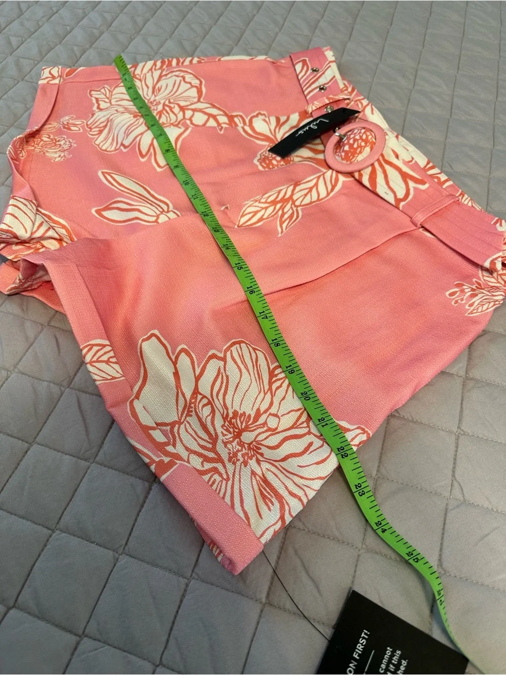 NWT Lulu's Pink Floral High-Rise Belted Shorts - Large